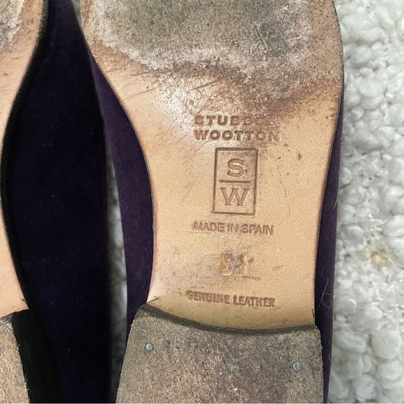 Stubbs & Wootton Purple Loafers with Gold Embroidery - Picture 7 of 8
